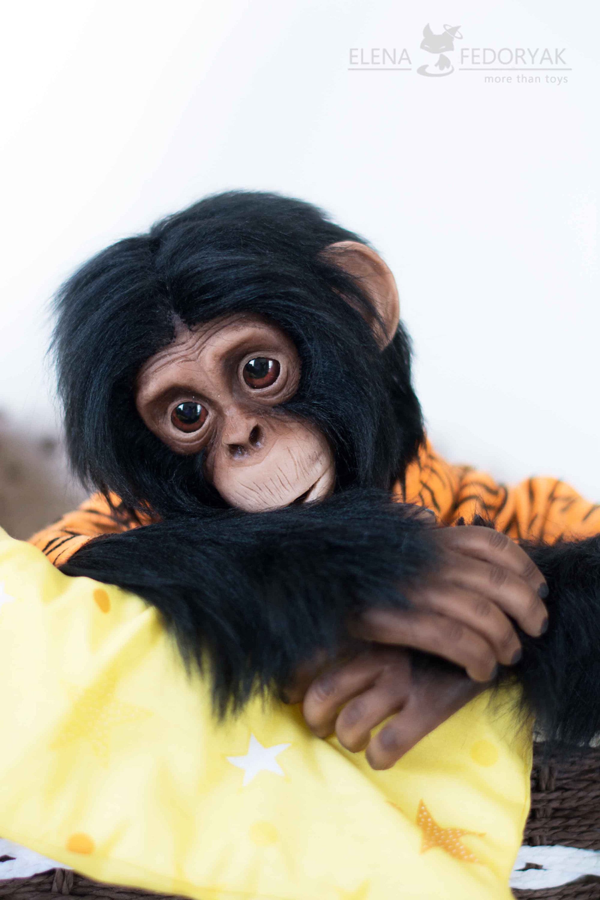 Baby Chimp Tigra - Life Size Realistic Movable Toy. OOAK Artist