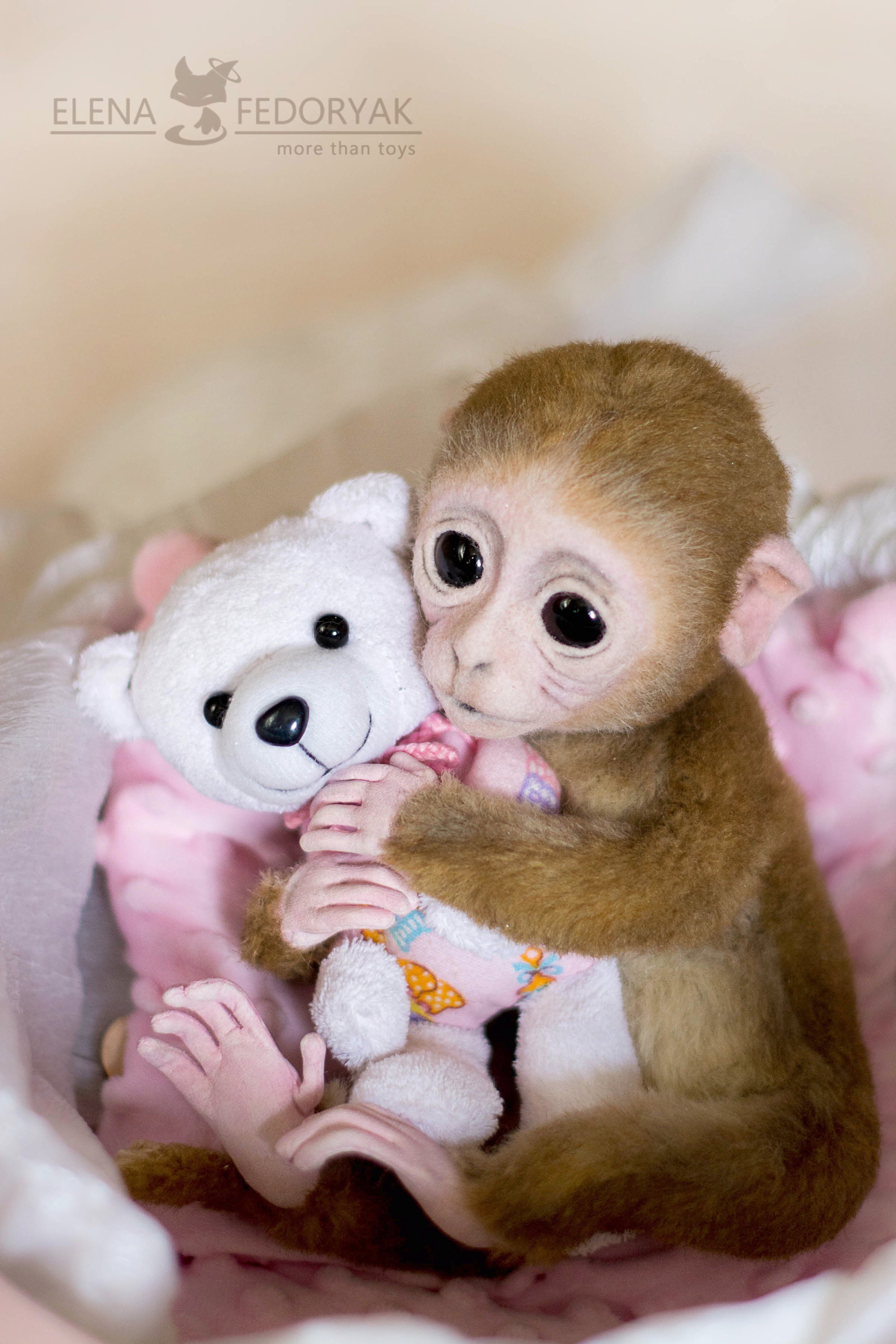 Baby monkey Lilu realistic toy. OOAK artist Handmade | Etsy