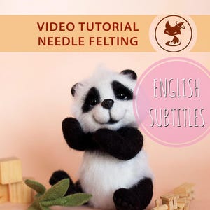 Videomästarklass: Nåltovad söt panda med rörliga ben och huvud. Med engelska undertexter