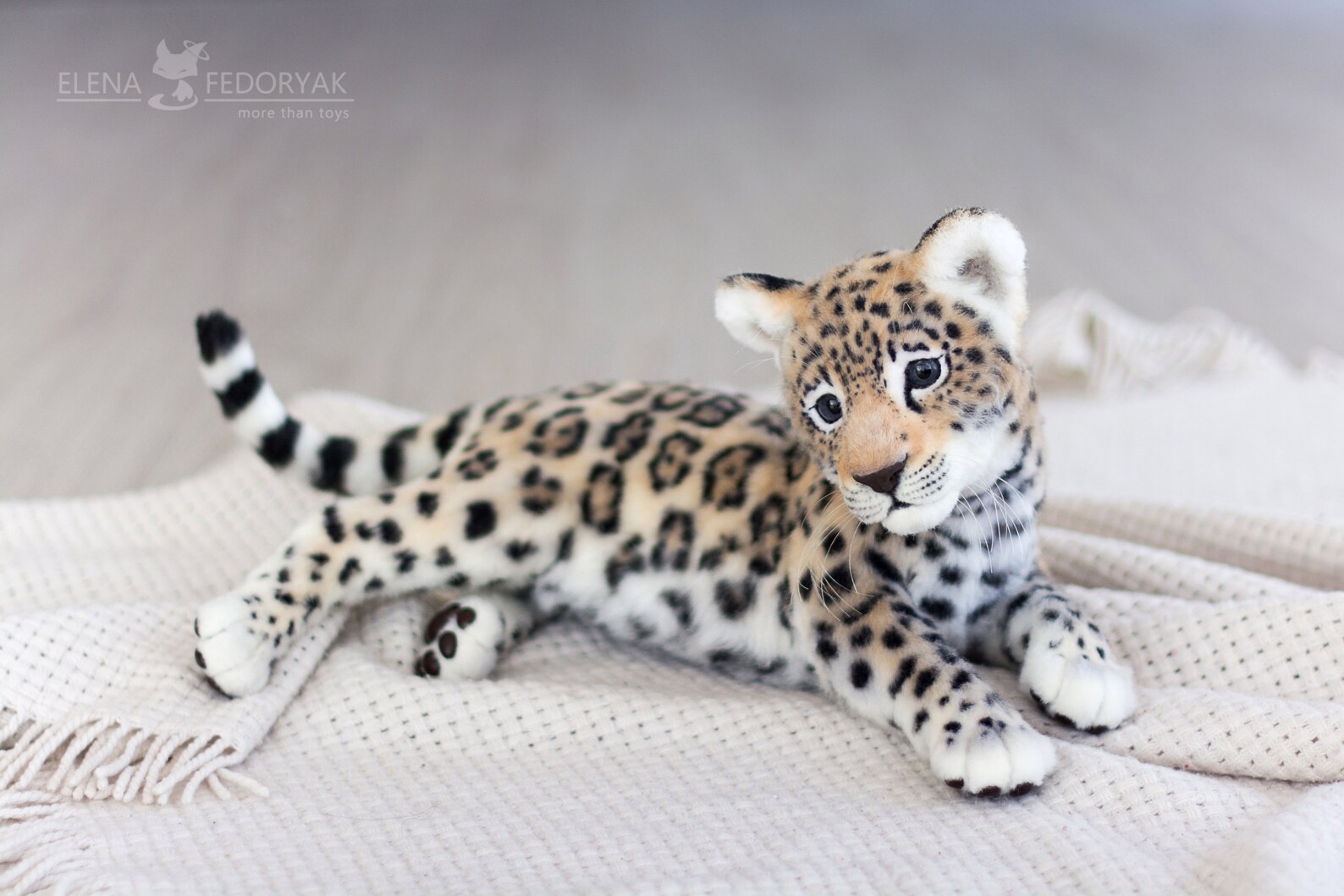 Jaguar Cub Elvis Realistic Toy. OOAK Artist Handmade Collectible Animal by Photo Poseable Toy