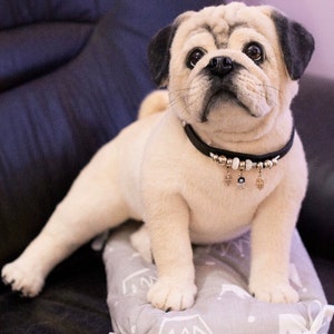 Pug. Real size poseable Realistic toy. OOAK. Handmade collectible animal by photo. (MADE to ORDER)