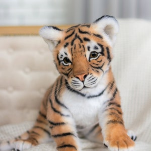 Tiger Cub Marsel - Realistic toy. OOAK artist Handmade collectible animal by photo poseable toy MADE to ORDER