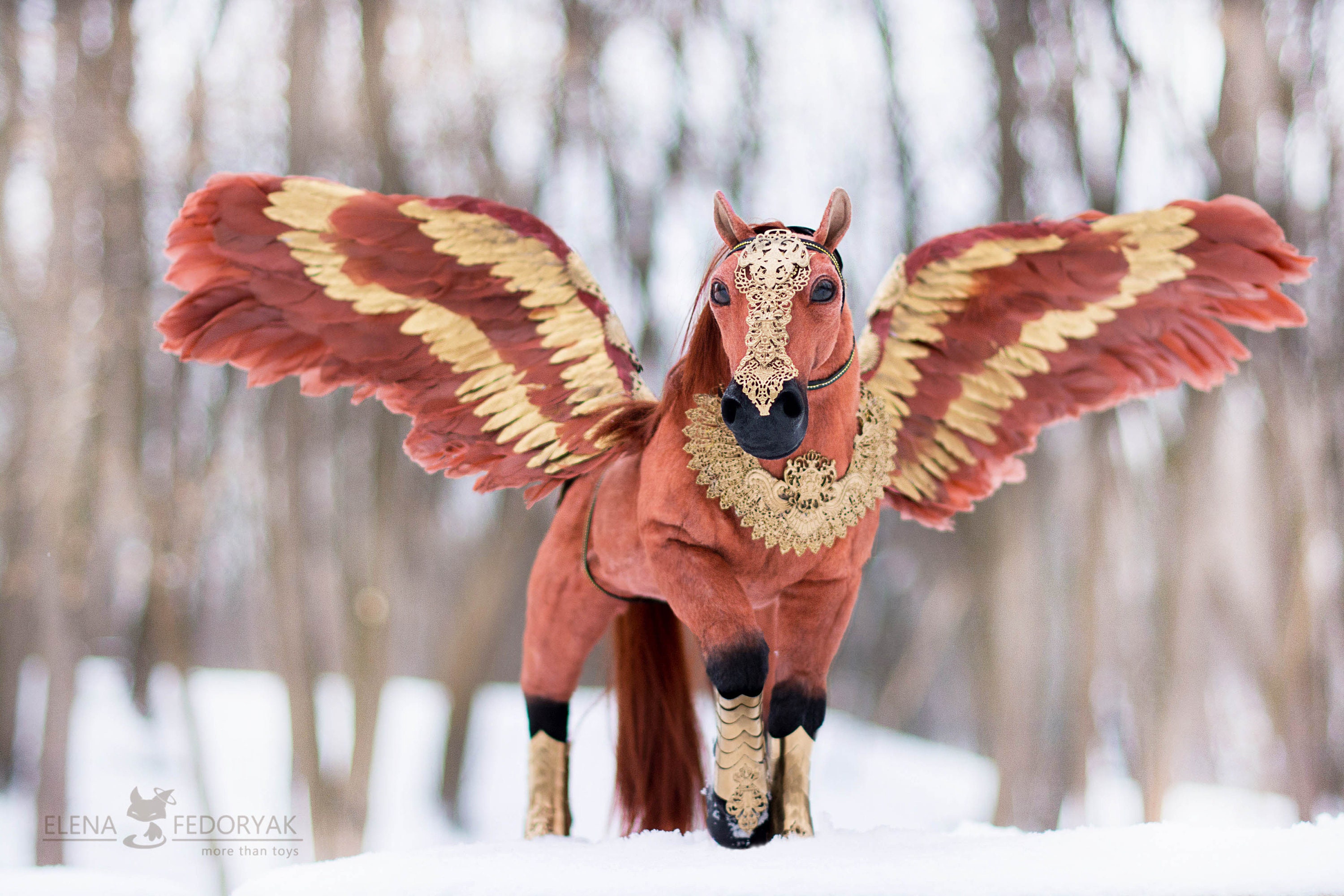 Flamme. Pegasus. OOAK Künstler Handgemachtes Sammlertier von Fotokunst Puppe bewegliches Spielzeug