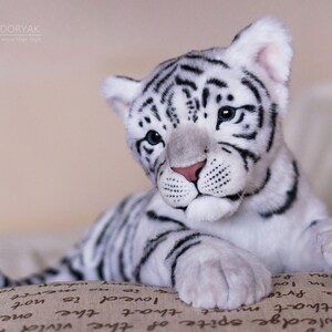 Tiger cub Sky. Realistic life size toy. OOAK artist Handmade collectible animal by photo poseable toy Made to Order image 7