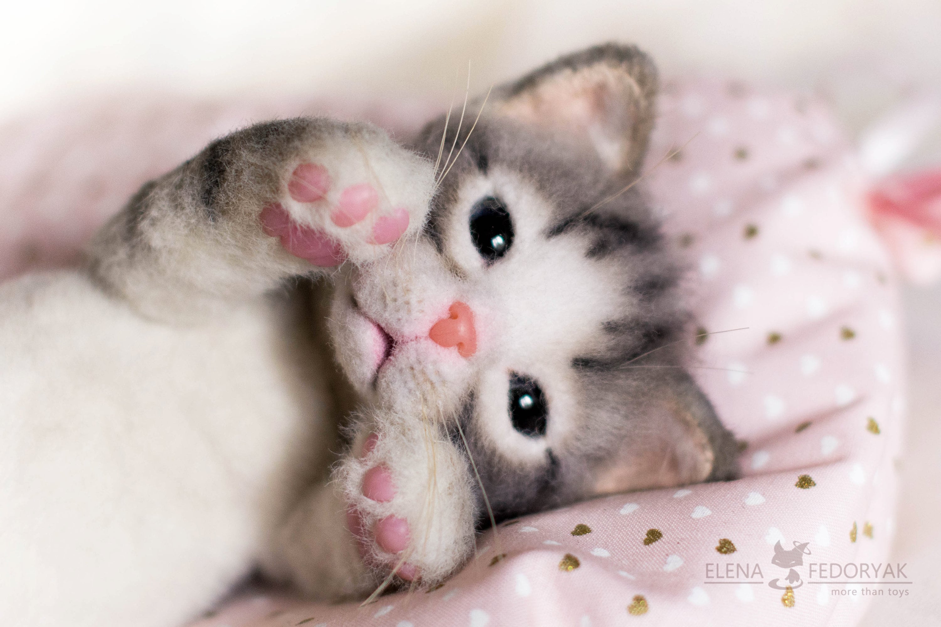 Newborn Kitten. OOAK Artist Handmade Collectible Animal by Photo ...