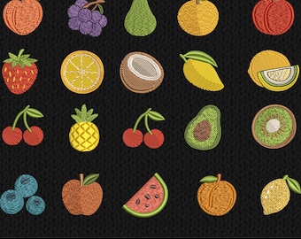 Mini Fruit Embroidery Design: 20 Botanical Patterns (Digital Download)