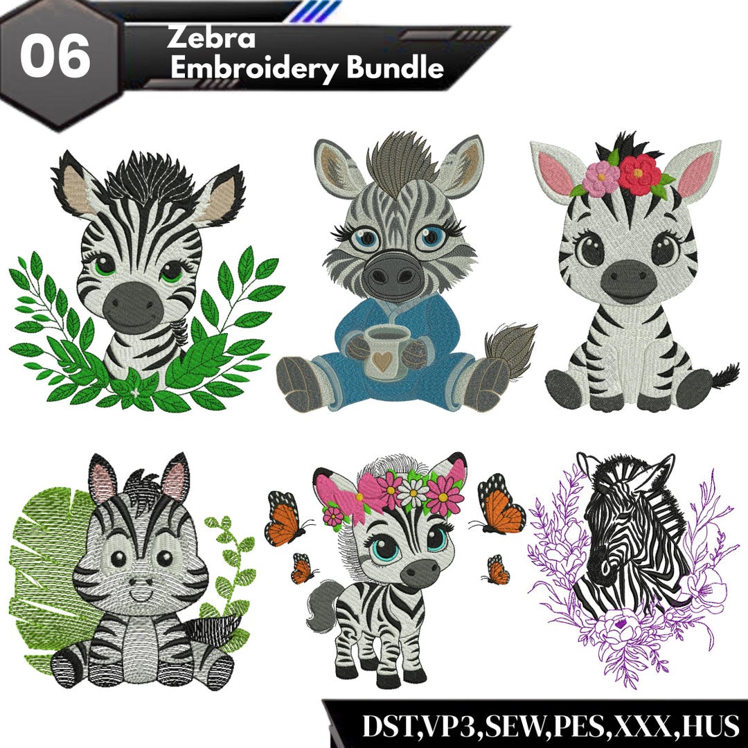 Zebra Embroidery Design | Colorful Zebra Head Machine Embroidery ...