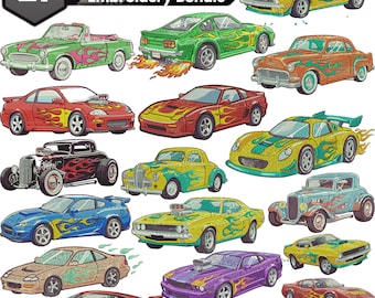 Car Embroidery Design, Hot Rod Embroidery, Retro car, Racecar, Torii gate, Nissan Z, Japanese Sport car, Machine embroidery designs