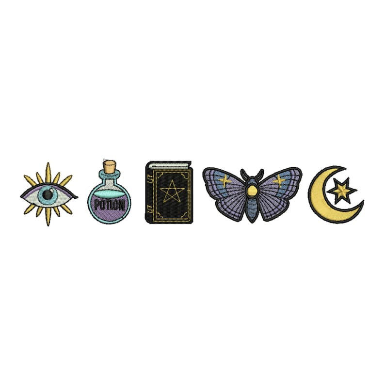 Mystical Witchy Element Embroidery Design, Witchy Gothic Embroidery, Halloween Embroidery, Magic Embroidery, Machine Embroidery Design