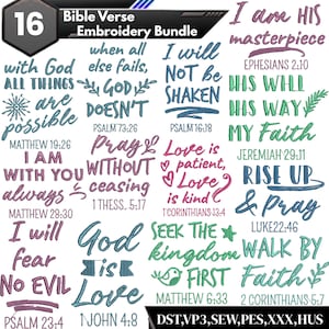 Bible Verses Embroidery Design, Scripture embroidery, Holy Bible Embroidery, Christian Embroidery, Religious Embroidery, Machine Embroidery
