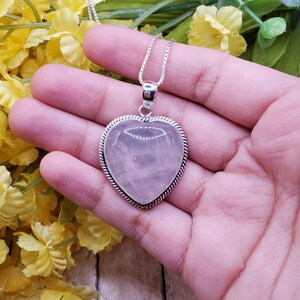 Rose Quartz Heart Pendant/ Sterling Silver Pendant/ Heart Pendant/ Rose Quartz Necklace/ Gift For Her/ A102
