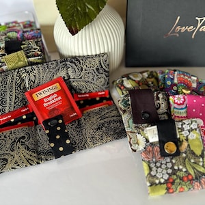 Tea Bag Travel Wallet – Fabric Tea Lover Gift, Holds 6-12 Bags