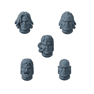 Set med 5 Crimson Lords resinhuvuden för miniatyrer, GreyTide Studio