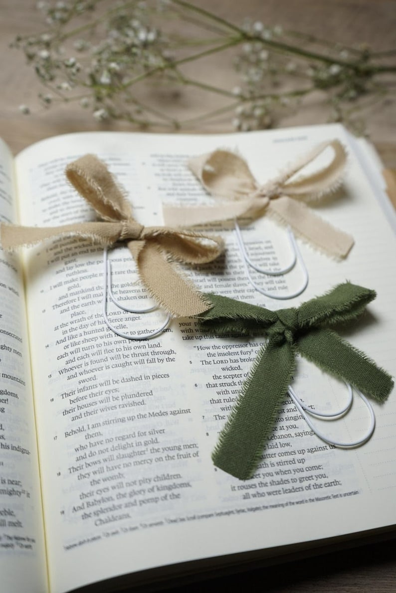 Bible Script Ribbon Bible Page Marker Ribbon Bookmark Clip Set Christian Journal Journaling ...