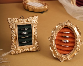 Expositor de joyas vintage de oro para anillos: elegante decoración, regalo para dama de honor y organizador de joyas para bodas.