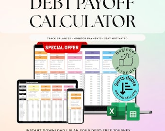 Automated Debt Snowball Spreadsheet - Debt Payoff Tracker & Payment Calendar - Google Sheets Template - Financial Planner - Debt Manager