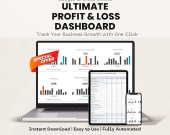 Profit and Loss Easy Bookkeeping Template & Business Spreadsheet with Income and Expense Tracker | Tax Planner and Client Tracker