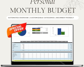Monthly Budget Spreadsheet | Blush Pink Palette | Simple Budget Excel | Personal Finances | Easy Google Sheets | Financial Planner Easy