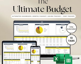 Ultimate Annual Budget Spreadsheet Excel Google Sheets Budget Template Monthly Budget Tracker Financial Planner Bill Tracker Debt Tracker