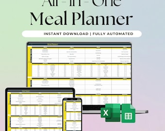 Automated Google Sheets Meal Planner | Grocery List, Inventory (Digital Download)