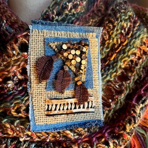 Brooch - Fabric and Mixed Media,