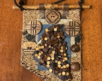 Fabric Necklace, Mixed Media Textile, Statement Necklace, Wearable Art
