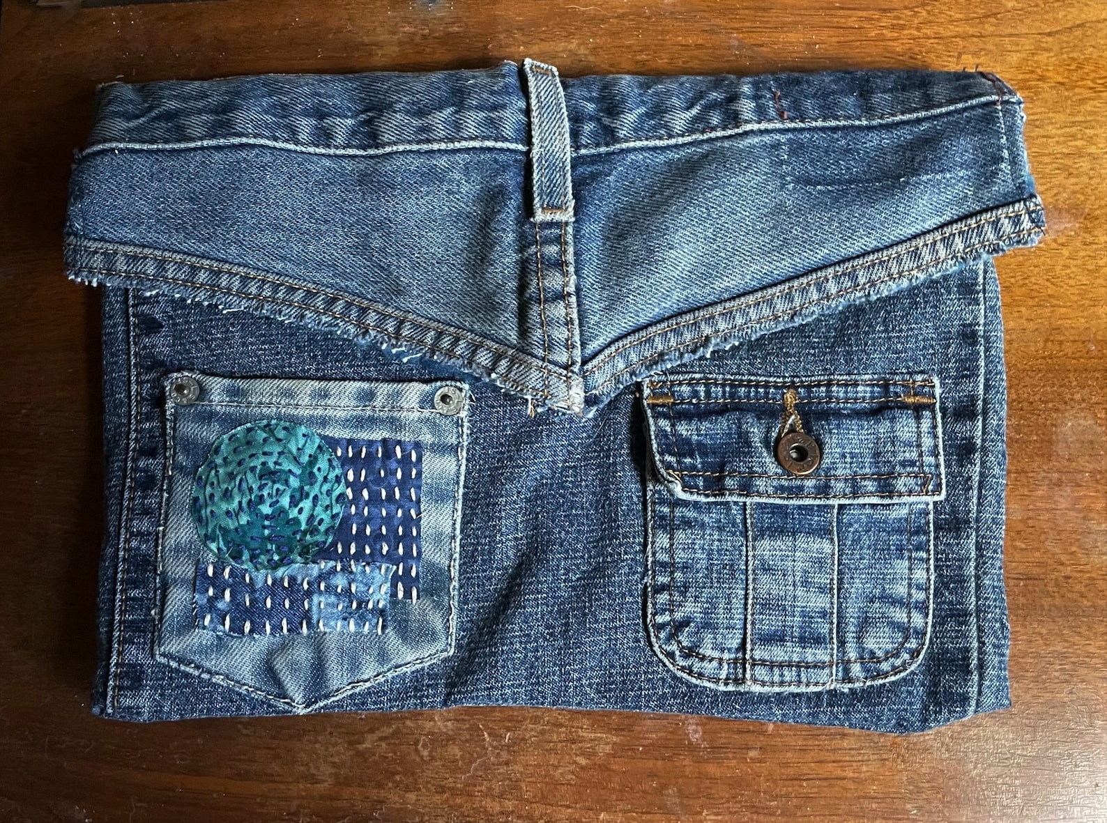 Recycled Denim Tablet Cover/case With Sashiko Embroidery - Etsy