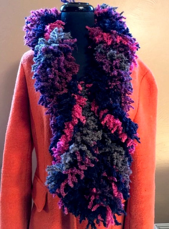 小物 NKNIT boa wave scarf Cowl/infinity Scarf/boa - Hand Knit - Etsy