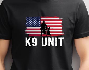 K9 Police American Flag Tee | Patriotic Dog Handler Shirt