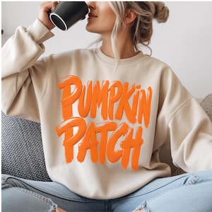Kürbis-Patch Sweatshirt Herbst Rundhals Sweatshirt Frauen, Herbst Sweatshirt, Kürbis Saison Rundhals, Herbst Geschenk für sie, süßes Herbst Sweatshirt