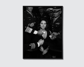 Póster de Lana Del Rey, arte vintage en blanco y negro, decoración de pared estilo noir, lámina con estética del viejo Hollywood.