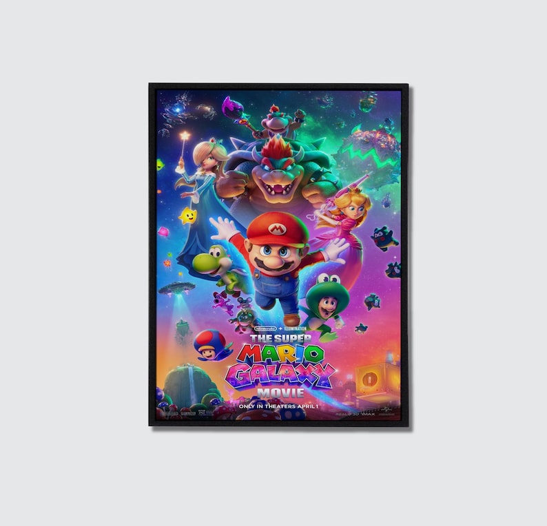 Póster de la película de Super Mario 2026, arte mural de juegos de Nintendo, lámina de Mario Bros, decoración para habitación de gamer imagen 1