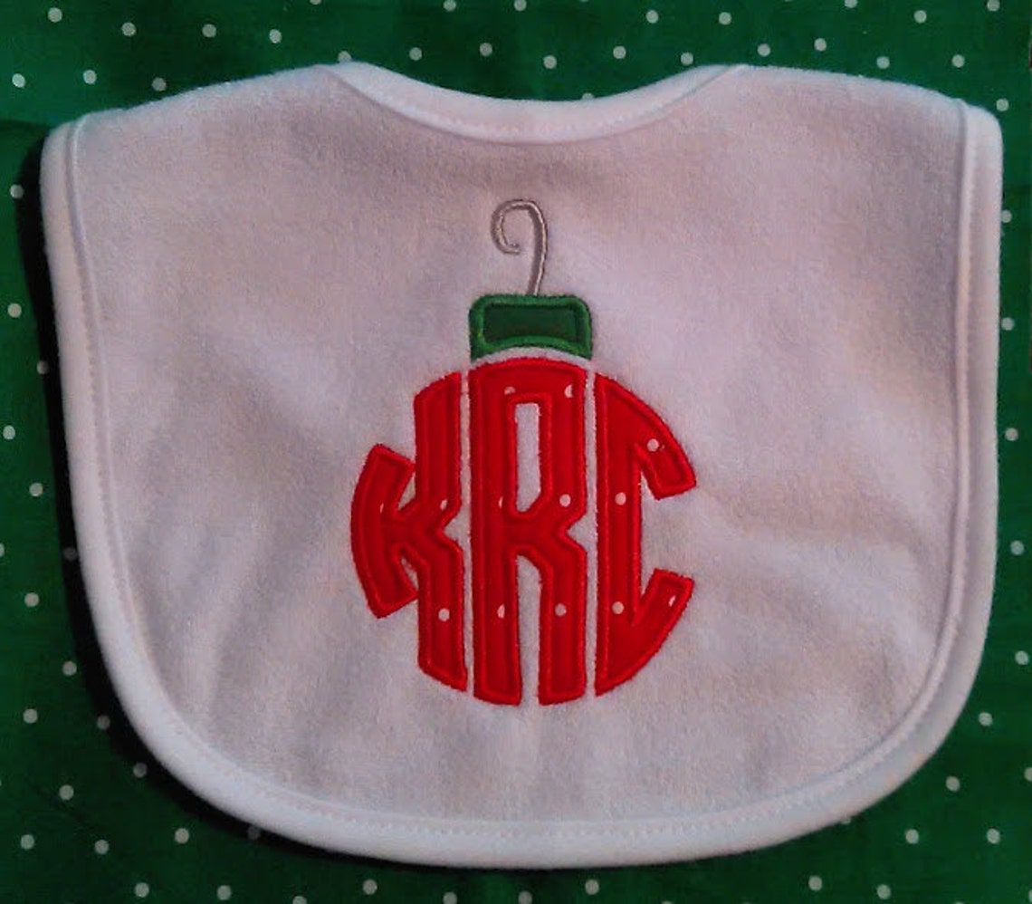 Baby Christmas Bib With Initials Personalized Bib Holiday Etsy