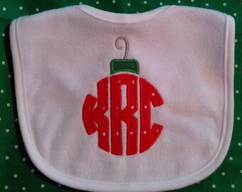 Baby Christmas Bib with Initials, personalized bib, holiday bib, Christmas bib