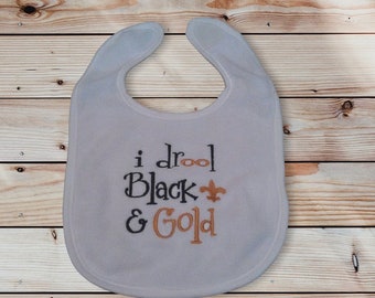 I drool Black and Gold Bib