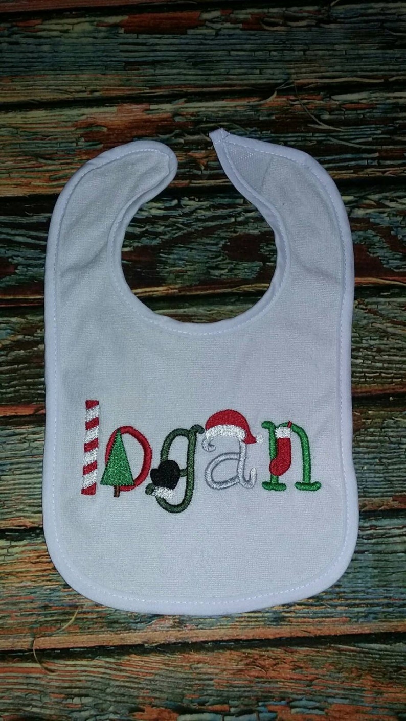Personalized Christmas Baby Bib Christmas Bib Personalized Etsy
