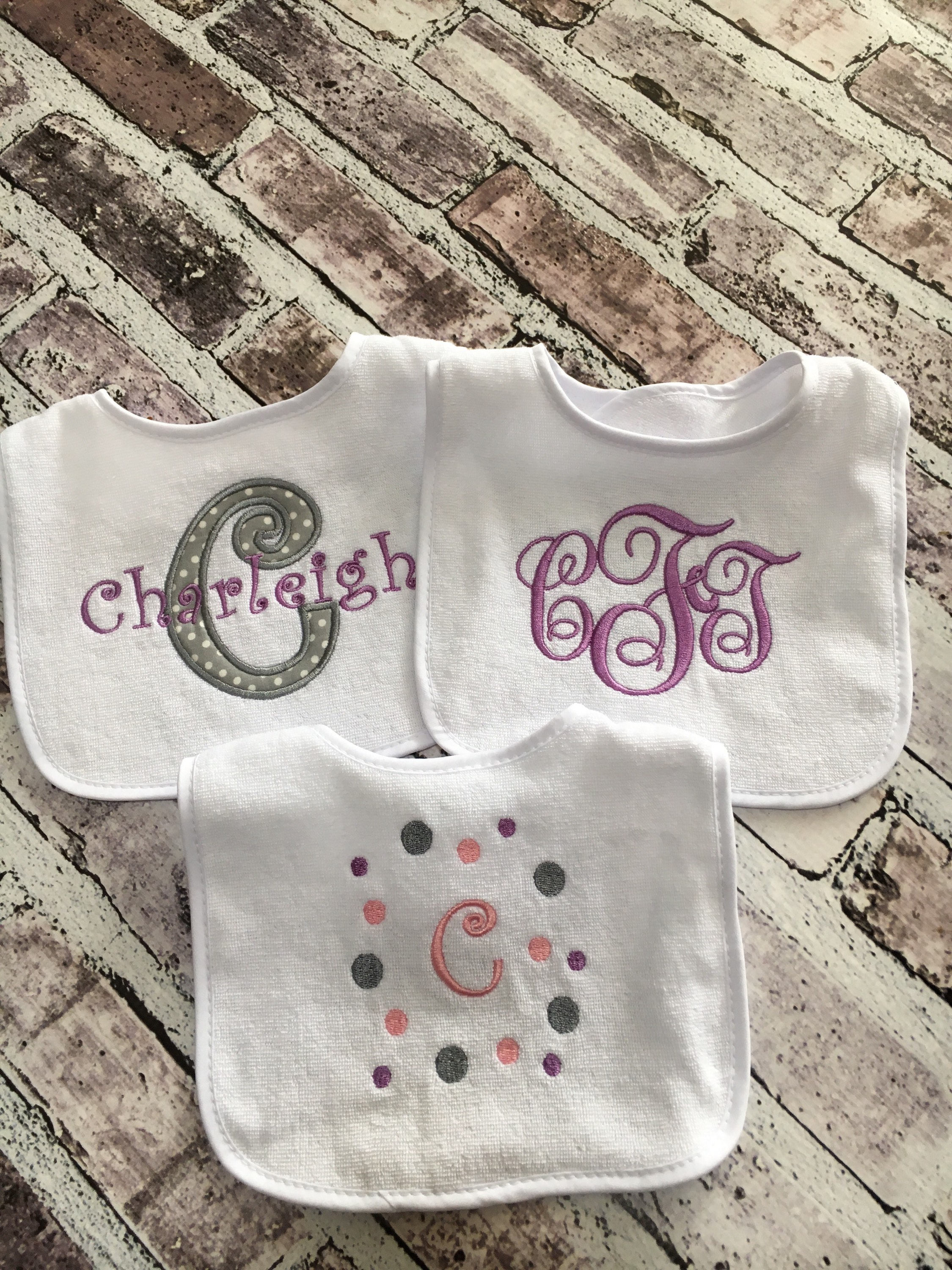 Baby Girl Bibs Monogrammed Baby Bibs Personalized Baby Bibs Etsy