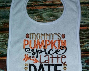 Fall Bib, pumpkin spice bib, pumpkin bib, baby girl bib, baby boy bib