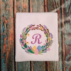 Easter Monogrammed Kitchen Dish Towel, personalized kitchen towel, Easter dish towel image 3