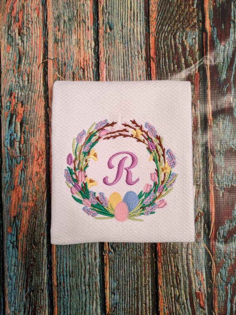 Easter Monogrammed Kitchen Dish Towel, personalized kitchen towel, Easter dish towel image 3