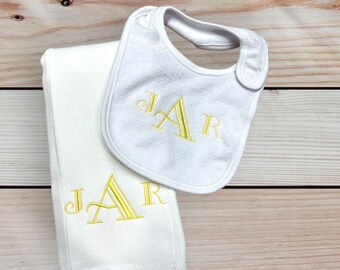 Baby Boy Bib and Burp Cloth, Baby Boy Gift, Personalized Baby Gift