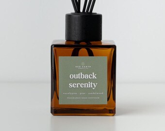 Outback Serenity Reed Diffuser: Australian Eucalyptus & Sandalwood Home Fragrance, 200ml Amber Bottle