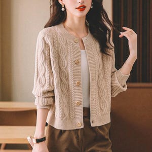 Short Knit Cardigan: Soft Fabric Sweater for Women, Winter Outfit, Comfortable Top