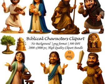 Biblical Characters Clipart Bundle: Old & New Testament PNG (Digital Download)