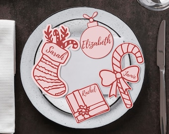 Custom Christmas Place Cards | Editable Holiday Name Card Template | Printable Table Decor