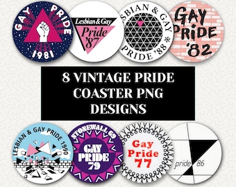Gay Pride Car Coaster PNG Sublimation | Vintage Pride Badge Designs | Retro LGBTQ Car Coaster Bundle