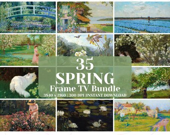 Spring Frame TV Art Bundle | 35 Whimsical Vintage Garden Paintings, Floral Landscapes for Samsung Frame TV | Digital Download TV Background