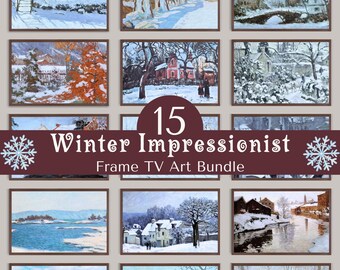 Winter Impressionist TV Art: Vintage Landscape Painting Bundle (Digital Download)