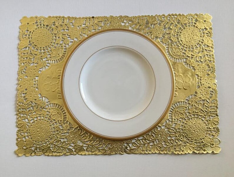 Gold Lace Doily Rectangular Placemats for Weddings10 by Etsy