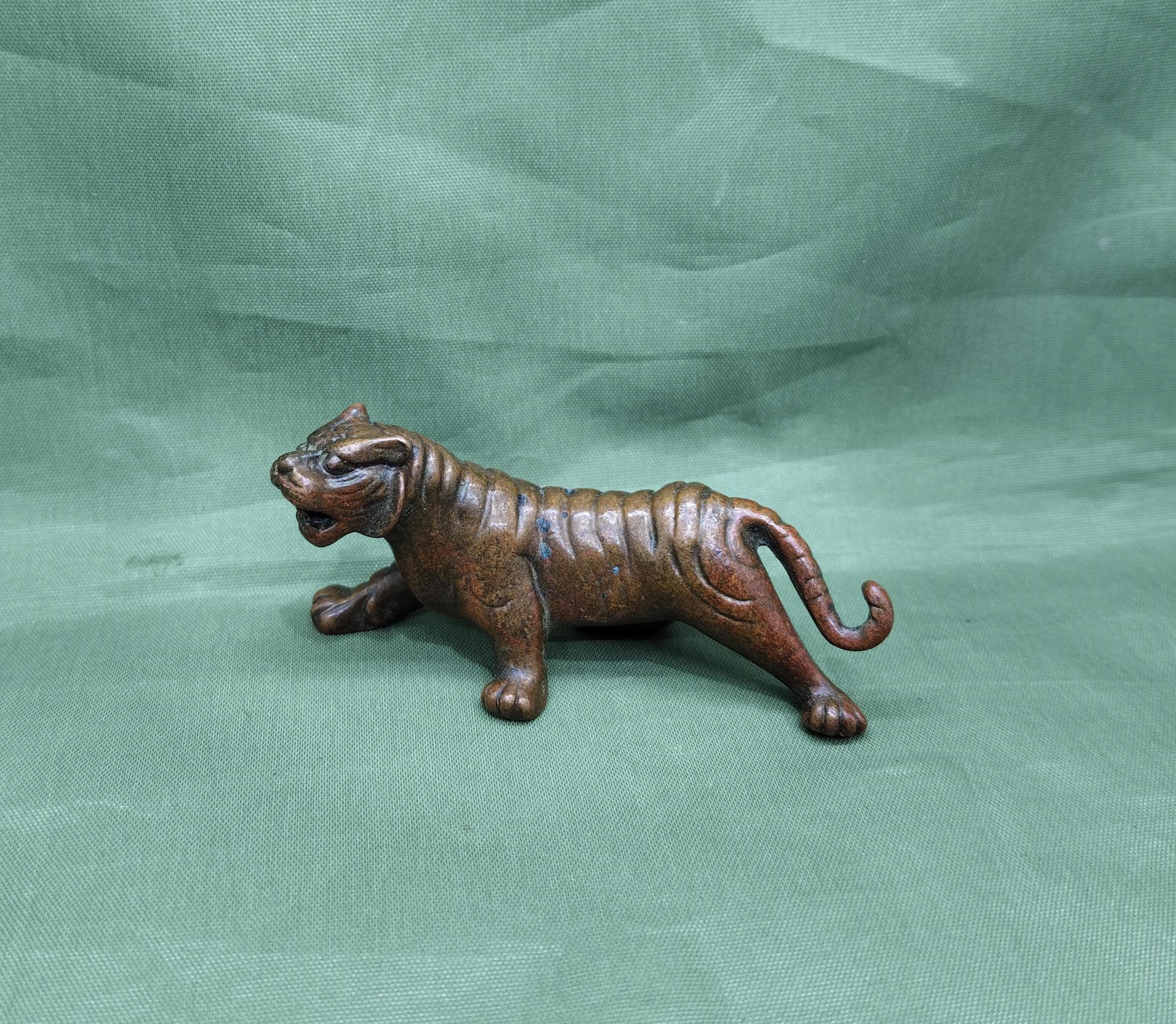 Antique Handmade Bronze Tiger Figurine:tea Pet Statue - Etsy